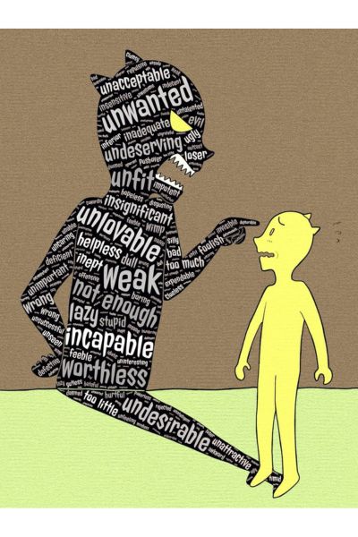 Imagem de uma pessoa de frente para sua sombra psicológica.